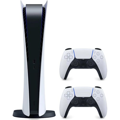 PlayStation 5 Digital Edition Next Gen Spielekonsole PS5 inkl. zwei Wireless Controller Weiß