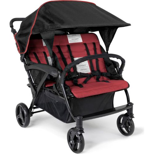 GAGGLE Odyssey 4x4 Quad Gelände Kinderwagen für 4 Kinder | Buggy faltbar mit Sonnenschutz in Rot / Schwarz | 4er Kinderbuggy klappbar für Kinder von