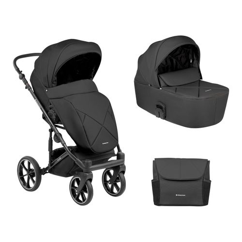 Kikkaboo Kinderwagen Amani 2 in 1 Babywanne, Sportsitz, Wickeltasche, Matratze schwarz
