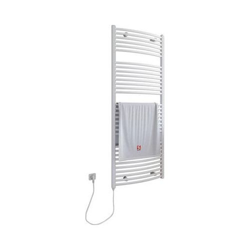 Elektrischer Handtuchwärmer SCHULTE Europa Heizstab links 60 x 153,5 cm 600 W mit Schukostecker weiß