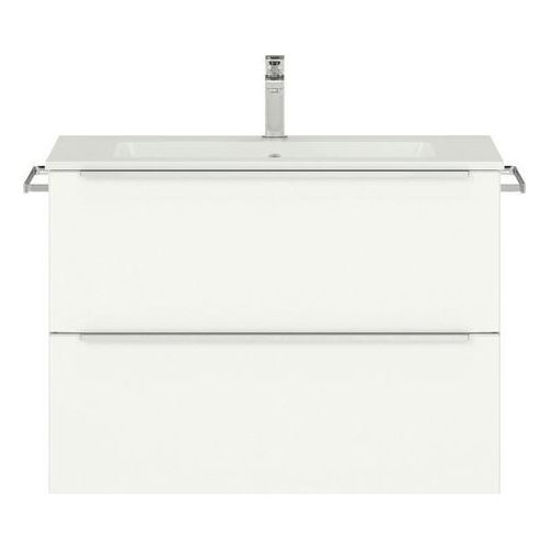 Badmöbel-Set NOBILIA Programm 1 BxHxT 81 x 59,1 x 48,7 cm Frontfarbe weiß matt mit Möbel-Waschtisch Griffleiste chrom matt 041
