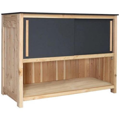 Gartenschrank/Outdoorküche Konsta Typ 603 Douglasie Sideboard/Regal Schiebetür 120 x 58 x 92 cm HPL anthrazit