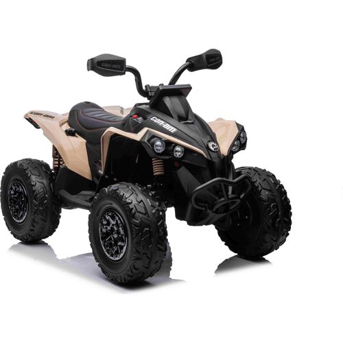 Can-am Renegade Elektroquad für Kinder, Khaki, Einsitzer, Vorder- und Hinterradfederung, LED-Leuchten, 12-V-Batterie, 2 x 35-W-Motoren, weiche EVA-Räder, MP3-Player mit USB/AUX-Eingang, lizenziert
