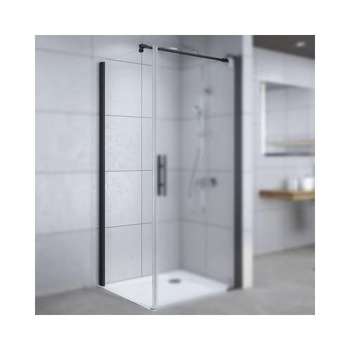 Seitenwand für Drehtür Breuer Europa Design 90 cm Anschlag links Klarglas Profilfarbe schwarz