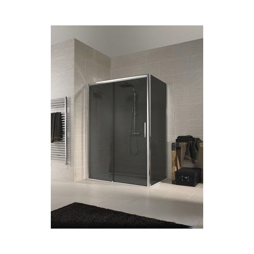 Schiebetür für Seitenwand Schulte Kristall/Trend Breite 140 cm Anschlag links Dekor Grau anthrazit Profilfarbe chrom