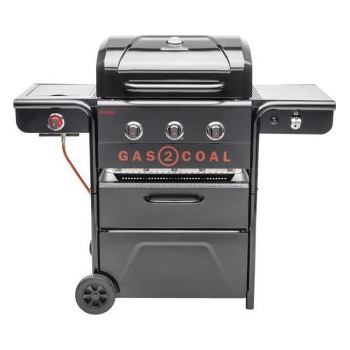 Gas2Coal 2.0 330 Special Edition 3+1-Brenner Hybridgrill, Patentierte Holzkohleschale, 900 °C Sear-Brenner & extra Grillplatte, Schwarz