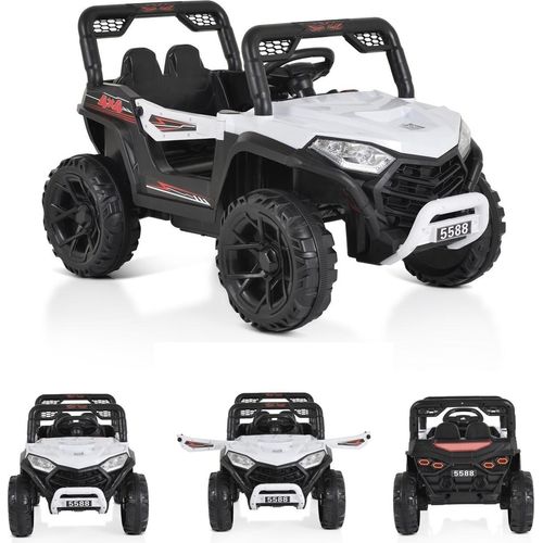 Moni Kinder Elektroauto Buggy UTV 5588 Fernbedienung MP3 Gurt 2 Motoren Lichter weiß