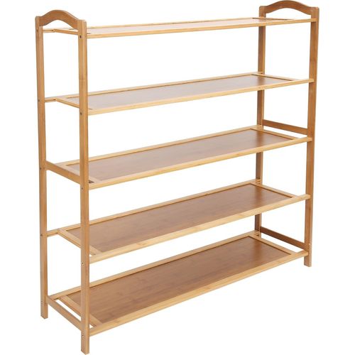 5-Schicht-Schuhregal Stand stapelbar Bambus Schuhe Lagerung Regal Veranstalter für Flur Schlafzimmer