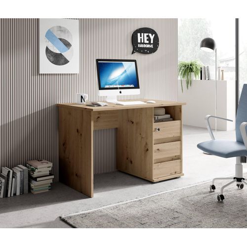 Schreibtisch ></noscript>Flinn< in Eiche Artisan - 110x75x65cm (BxHxT)
