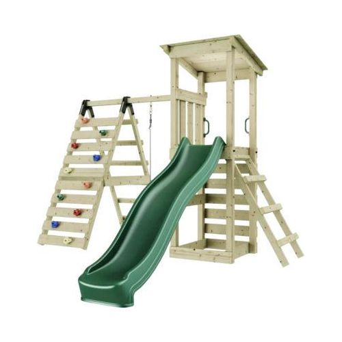 Rebo Spielturm Sevilla mit Kletterwand, Klettergriffe, Rutsche