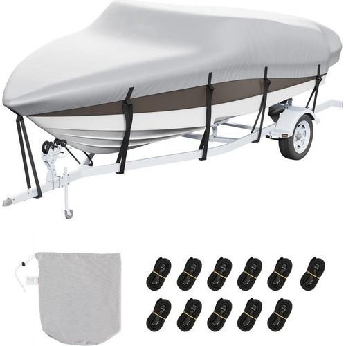 Schlauchboot Abdeckplane - Bootspersenning 426-480 cm - Graue Bootsabdeckung aus 600D Oxford-Gewebe - inkl. Aufbewahrungstasche - Ideal für Angelboote - 435 x 300 mm