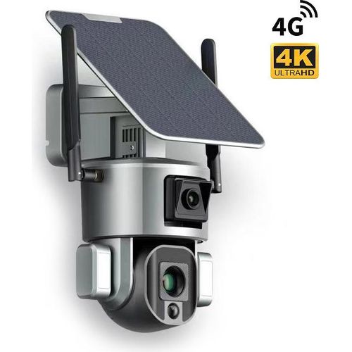 Secutek SHT-SPB5-LTE akkubetriebene duale PTZ LTE IP Kamera mit Solarpanel