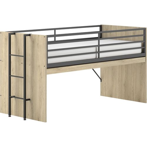 Hochbett ></noscript>Sam< in Eiche Melamin Nachbildung - 219x219x116,6x98 (LxBxHxT)