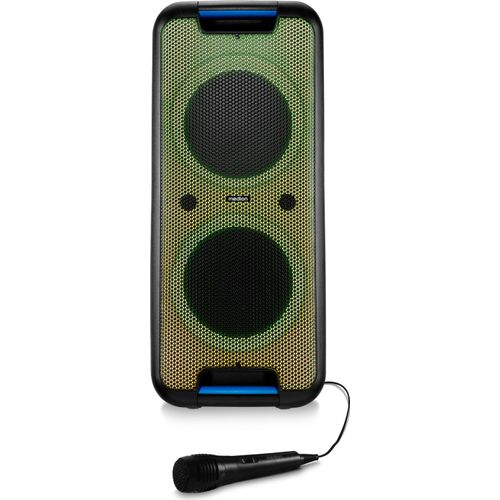MEDION PX-1 Plus Partybox (Akku, mit Mikrofon, tragbarer Bluetooth Lautsprecher groß, Musikbox, Verschiedene Lichteffekte, Partylautsprecher mit Karaoke, 2 x Mikrofonanschluss, AUX, USB)