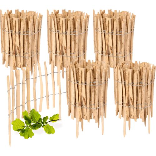 Gartenzaun zum Stecken aus Haselnüsse Zaun Garten Staketenzaun Beeteinfassung Holz GD-0156 (5 Stück, 35 cm x 500 cm)