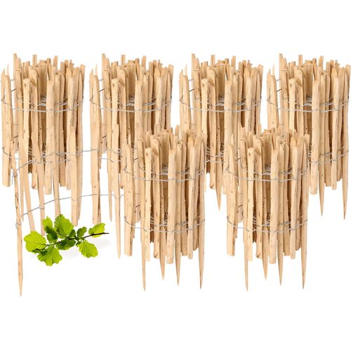 Gartenzaun zum Stecken aus Haselnüsse Zaun Garten Staketenzaun Beeteinfassung Holz GD-0156 (6 Stück, 50 cm x 500 cm)