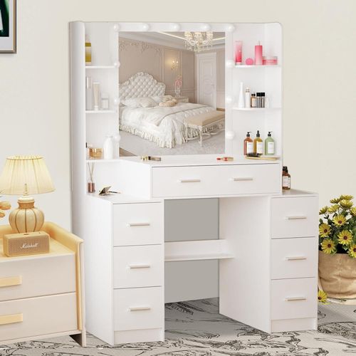 Schminktisch LED-Beleuchtung Spiegel Make-up Kosmetiktisch 3 Farben Helligkeit