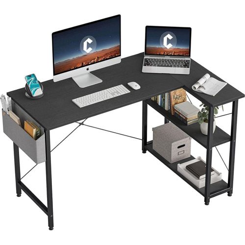 CubiCubi Gaming Computertisch mit Regalen, 120cm, Schwarz