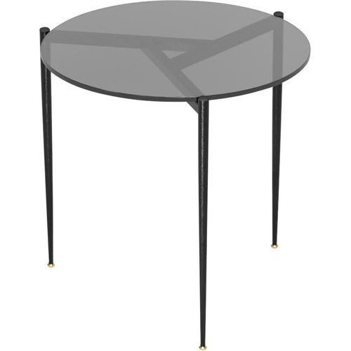 Runder Beistelltisch Rauchglas Ø 50cm Moderner Couchtisch Grau