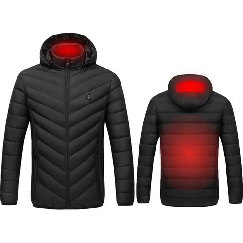 Outdoor leichte Heizjacke, USB beheizte Mütze, winddichte Winterjacke, uni, schwarze Farb, Größe M