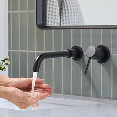Waschtischhahn, 360 ° Drehung Tap Badezimmer Flush-montierter Waschbeckenmixer Kupfer M24 Luftspeicher wassersparend Schwarz