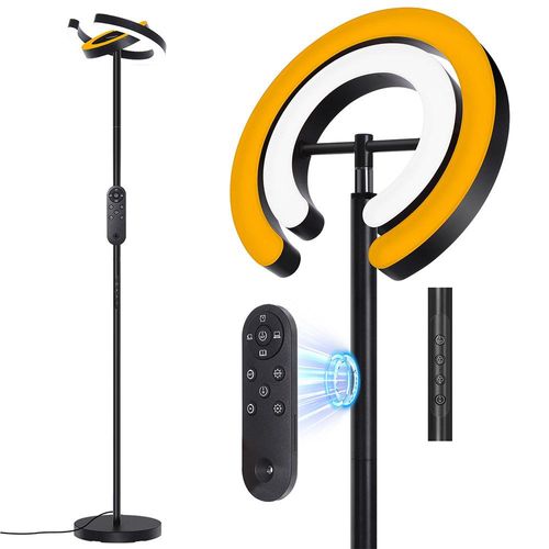 Stehlampe Dimmbar Wohnzimmer Schlafzimmer Büro, 190cm LED Stehleuchte Lichtfarbe und Helligkeit Einstellbar Touch Deckenfluter Schwarz