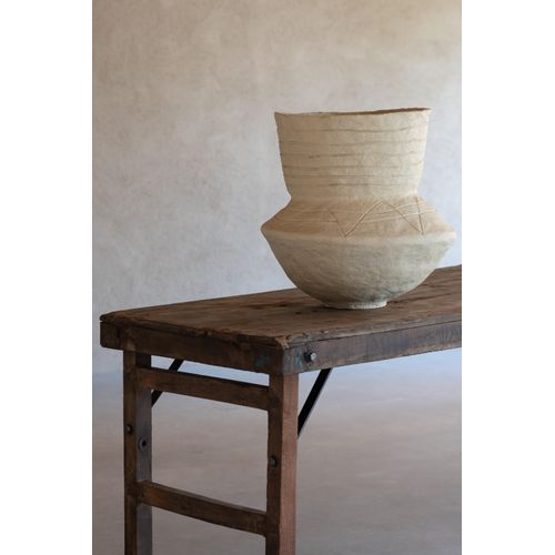 Manahee Design | Natürlicher Pappmaché-Topf | 45 cm H x 40 cm B x 40 cm T | 3,9 kg