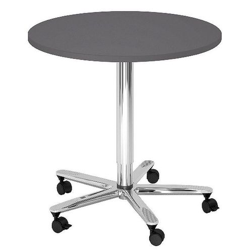 Beistelltisch Säulenhubtisch Besprechungstisch chrom 80 cm Durchmesser G = Graphit-mit Rollen