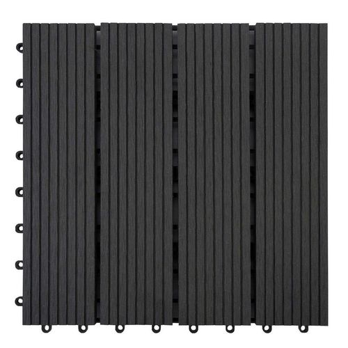 Floordirekt Terrassenfliese WPC Royal , Anthrazit , Holzwerkstoff , 30x30 cm , rutschfest, formstabil, UV-beständig , Gartenzubehör, Terrassen- &