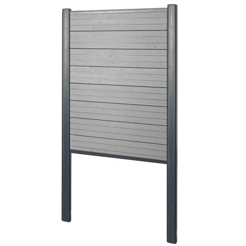 WPC-Sichtschutz Sarthe, Zaun Windschutz, Alu-Pfosten zum Einbetonieren Basiselement schmal, 100cm grau