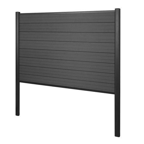 WPC-Sichtschutz Sarthe, Zaun Windschutz, Alu-Pfosten zum Einbetonieren Basiselement, 190cm anthrazit