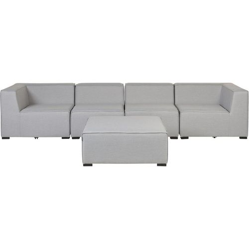 BELIANI Lounge Set Hellgrau Stoffbezug Modular 4-teilig Linksseitig Ecksofa mit Ottomane Outdoor u. Indoor für 4 Personen Garten Terrasse Wintergarten