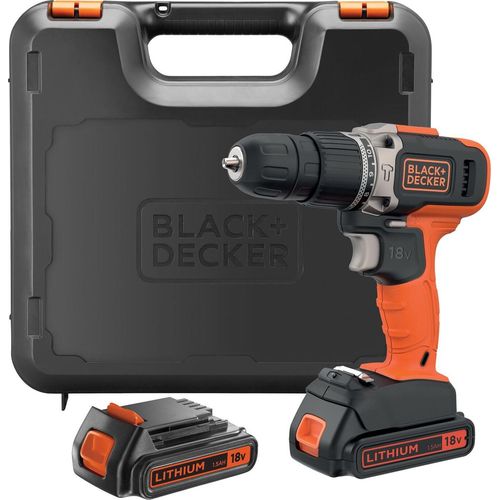 Black & Decker BCD003C2K-QW, Handbohrmaschine, Ohne Schlüssel, Schwarz, Rot, 1 cm, 1400 RPM, 2,5 cm