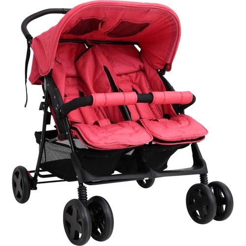 Möbel Zwillingskinderwagen Rot Stahl - Kombikinderwagen 10345