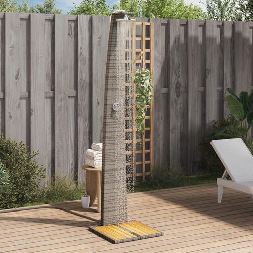 Möbel Gartendusche Grau 55x60x224 cm Poly Rattan und Akazienholz - Poolzubehör 368210