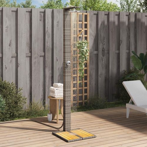 Möbel Gartendusche Grau 50x55x224 cm Poly Rattan und Akazienholz - Poolzubehör 368207