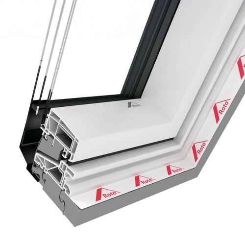 Fenêtre de toit, PVC, Roto Q4, 55x78 cm, par rotation, couleur intérieure blanc, couleur extérieure anthracite Image