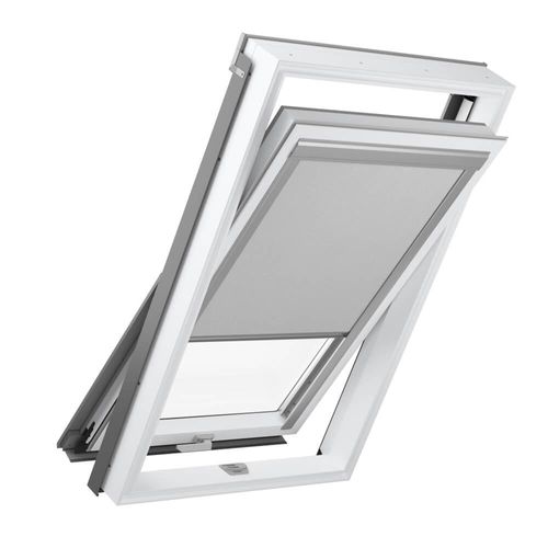 Fenêtre de toit avec store occultant gris clair, PVC, RoofLite+ made by Velux Group, Solid PVC, 55x78 cm, Blanc, gris signalisation (RAL 7043) Image
