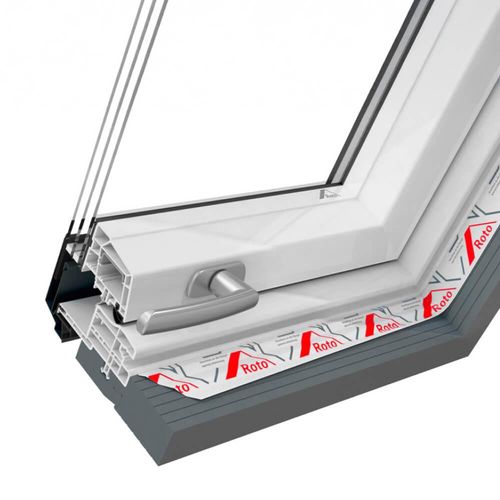 Fenêtre de toit, PVC, Roto R6, 54x78 cm, par rotation, couleur intérieure blanc, couleur extérieure anthracite Image