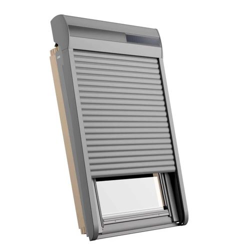 Fenêtre de toit en bois avec volet roulant, RoofLite+ made by Velux Group, Slim Pine, 55x78 cm, couleur intérieur Pin, couleur extérieur anthracite Image