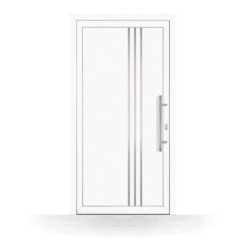 Porte d'Entrée PVC, HT400, Blanc, 760 x 1885 mm ou sur mesure, serrure 3 points, double vitrage, modèle Vitry-sur-Seine Image