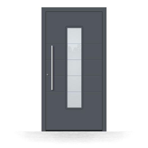 Porte d'entrée aluminium, gris anthracite, RAL 7016, isolation phonique et thermique, porte d'entrée moderne, porte d'entrée Schuco, Modèle Clamart