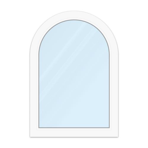 Fenêtre avec demi-lune, fenêtre plein cintre 1 vantail avec vitrage fixe, PVC, aluplast IDEAL 4000, blanc, 600 x 900 mm, configurer individuellement