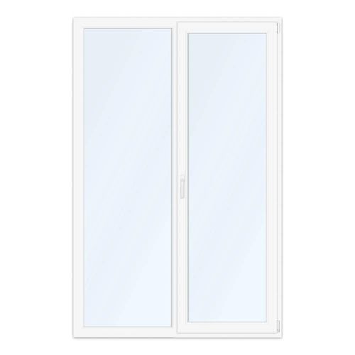 Porte-fenêtre PVC 140x215 cm, aluplast IDEAL 4000, blanc, 2 vantaux, oscillo battant, configuration personnalisée Image