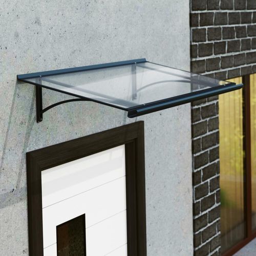 Marquise de porte Vendôme, marquise plate, en aluminium et verre acrylique, anthracite, avec gouttière d’évacuation, configuration personnalisée