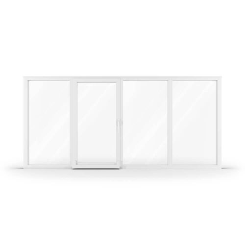 Baie vitrée 4 vantaux, baies oscillo-coulissantes, pvc, IDEAL 4000, Blanc, 3010 x 1635 mm, configurer individuellement Image
