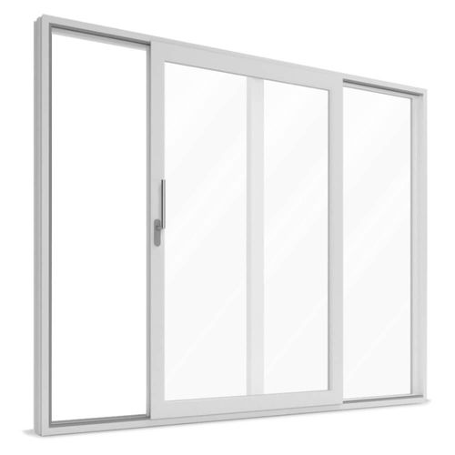 Smart Slide, pvc, aluplast, IDEAL Smart-Slide, avec fermeture automatique, 2 vantaux, 1600 x 1500 mm, blanc, configuration personnalisée Image