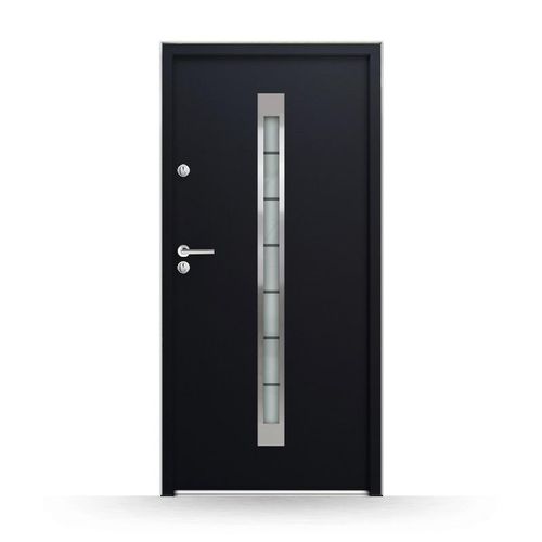 Porte de service 100x200, anthracite, acier-alu, ouverture sur la droite vers l’intérieur, modèle Bayonne, configuration personnalisée Image