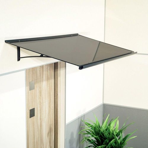 Marquise de porte Vittel, marquise arrondie en aluminium et matériau composite, anthracite, avec gouttière d’évacuation, configuration personnalisée Image