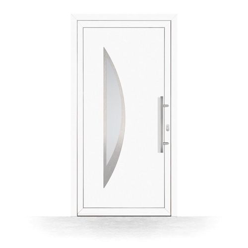 Porte d'Entrée PVC, HT400, Blanc, 760 x 1885 mm ou sur mesure, serrure 3 points, double vitrage, modèle Calais Image
